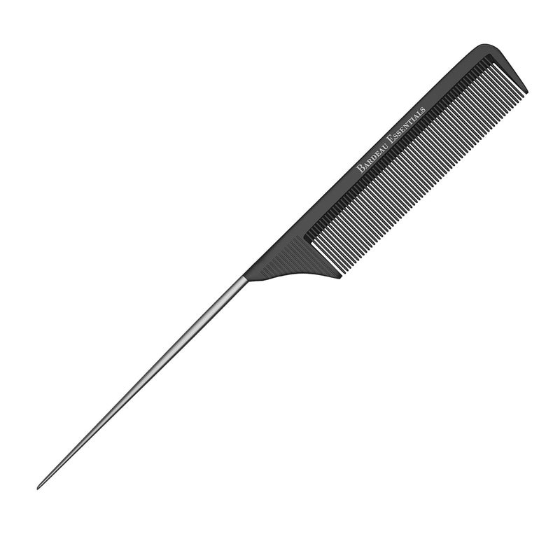 Bardeau Essentials Professional 8.8 Inch Tail Comb - Black Carbon Fiber And Stainless Steel Pintail - Anti Static And Heat Resistant Teasing Lightweight Comb For All Hair Types - Image 1
